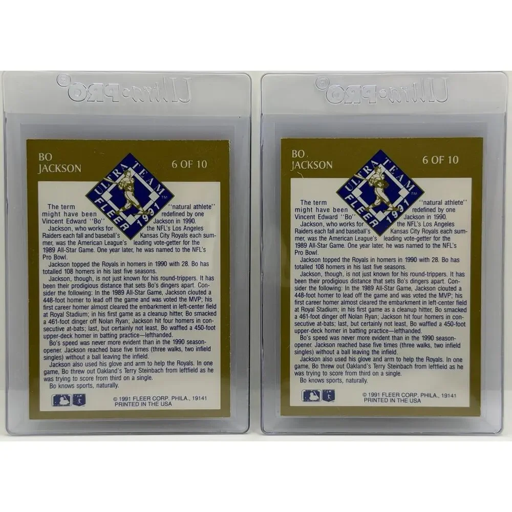 1991 Fleer Ultra - Ultra Team Bo Jackson #6 Lot Of 2 Cards
